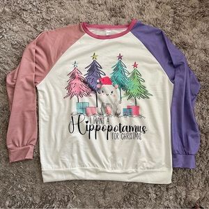 NWOT I want a hippopotamus for Christmas shirt